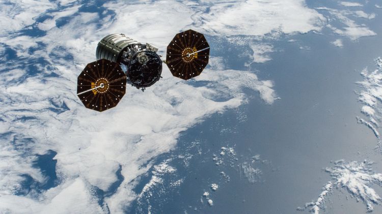 The S.S. John Young Cygnus cargo spacecraft leaves the ISS before burning up in Earth&#039;s atmosphere