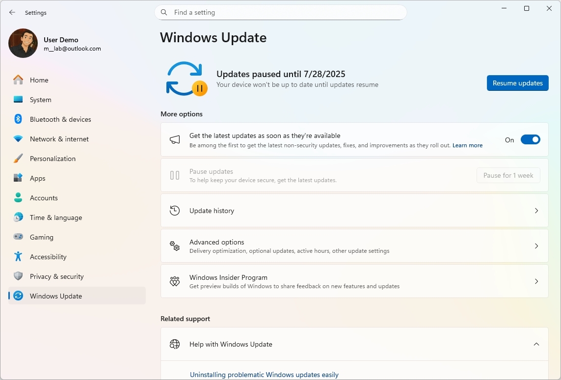 Windows 11 update paused