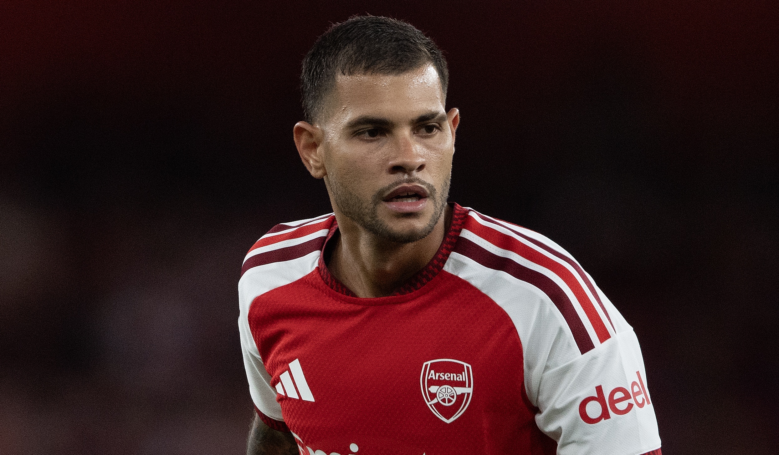Bruno Guimar&amp;atilde;es of Arsenal during the pre-season friendly match between Arsenal FC and Como Calcio at Emirates Stadium on August 12, 2026 in London, United Kingdom