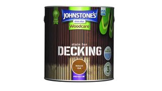 a pot of the Johnstone's Woodcare Stain For Decking