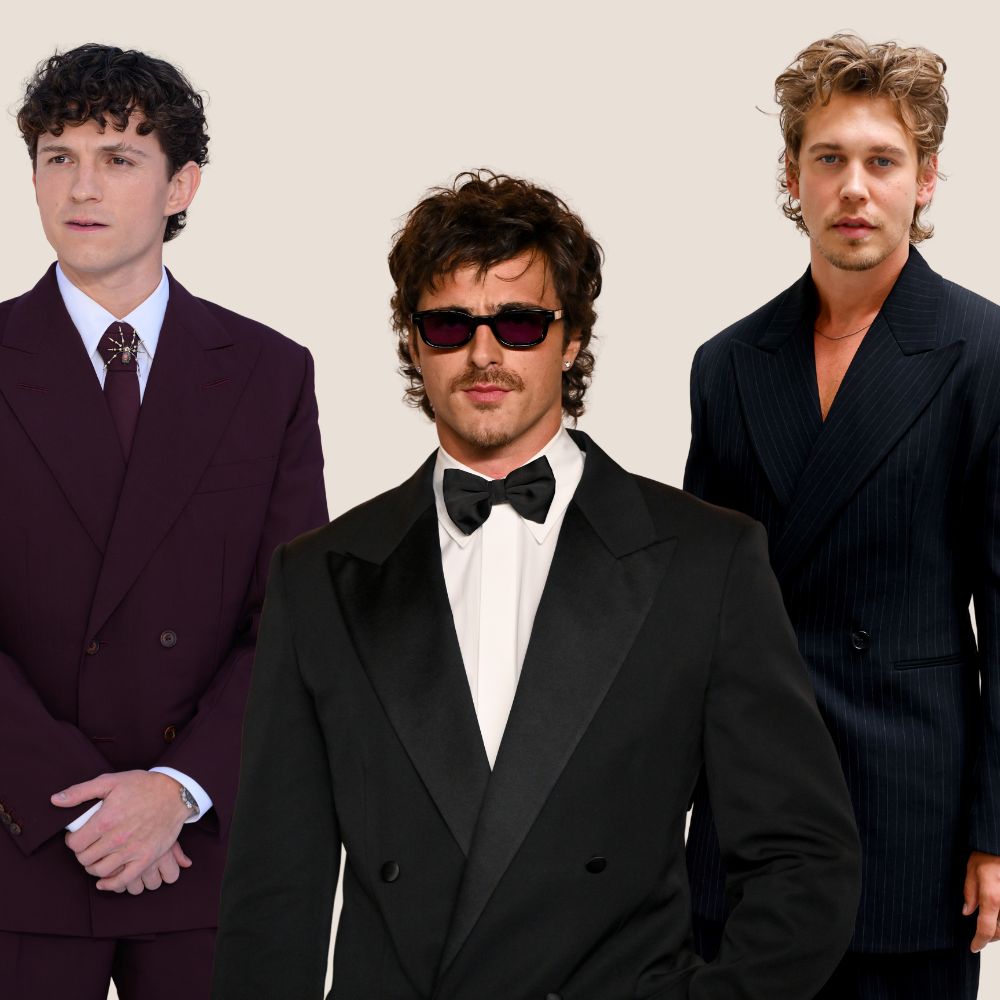 A collage of Austin Butler, Jacob Elordi and Tom Holland