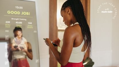 Fitness mirrors: A woman working out in her fitness mirror