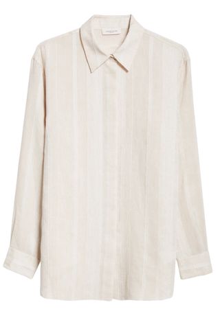 Oversize Stripe Linen & Cashmere Shirt