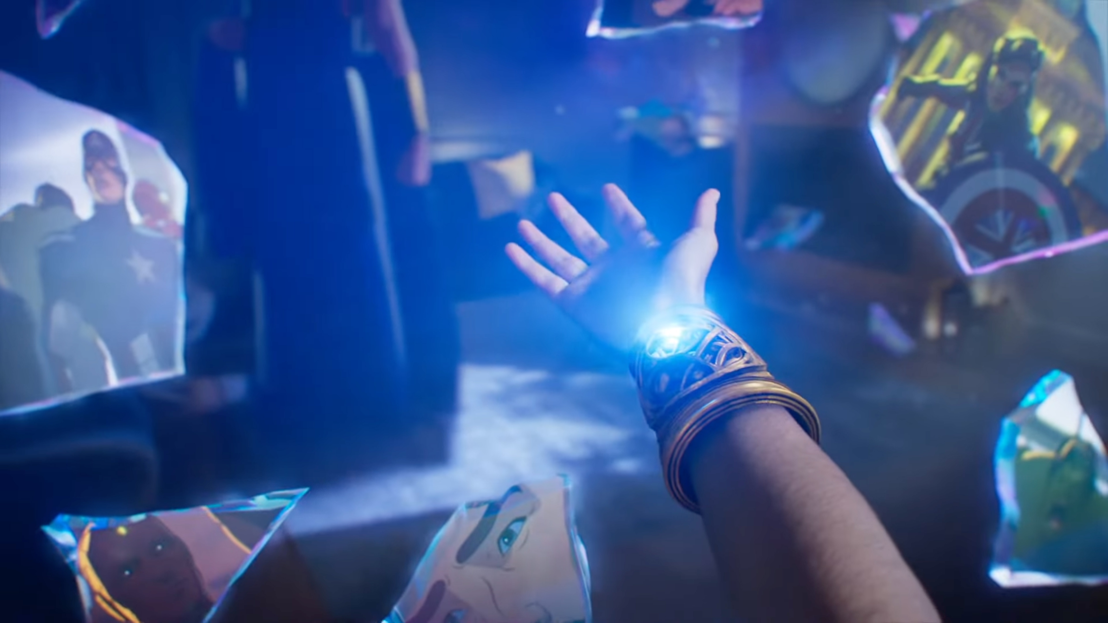 A hand reaching out with a glowing wrist
