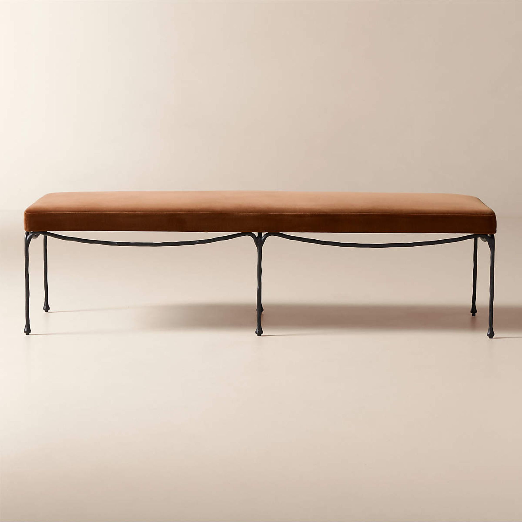 Journey 60&quot; Terracotta Red Velvet Bench