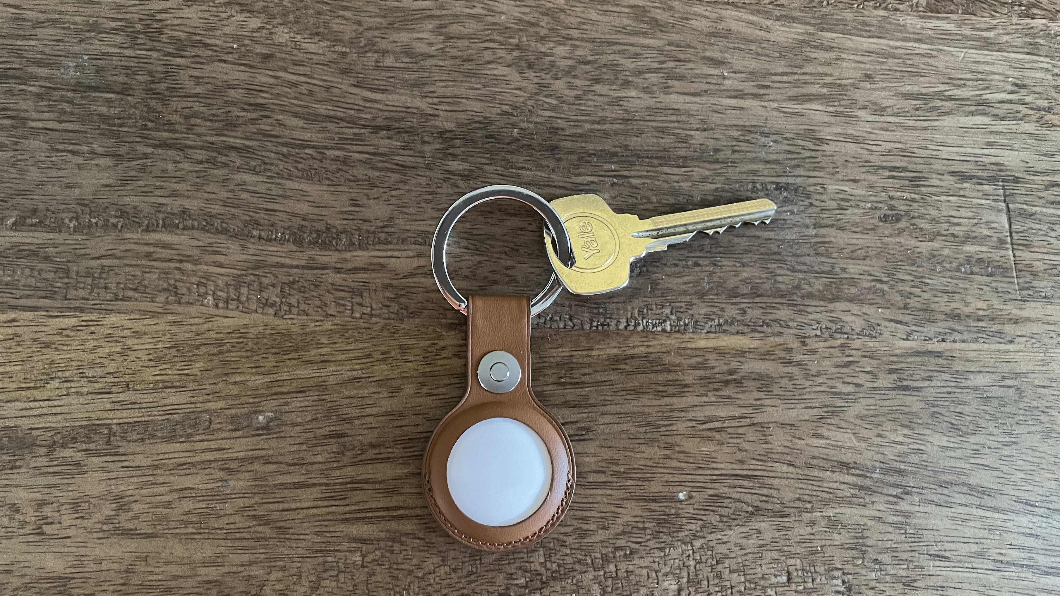 Apple AirTag attached to a keyring