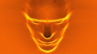 3D human face extruded from dotted pattern. 