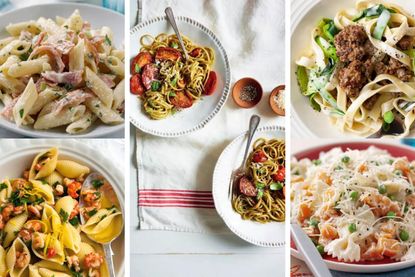 A selection of low calorie pasta recipes including low fat carbonara