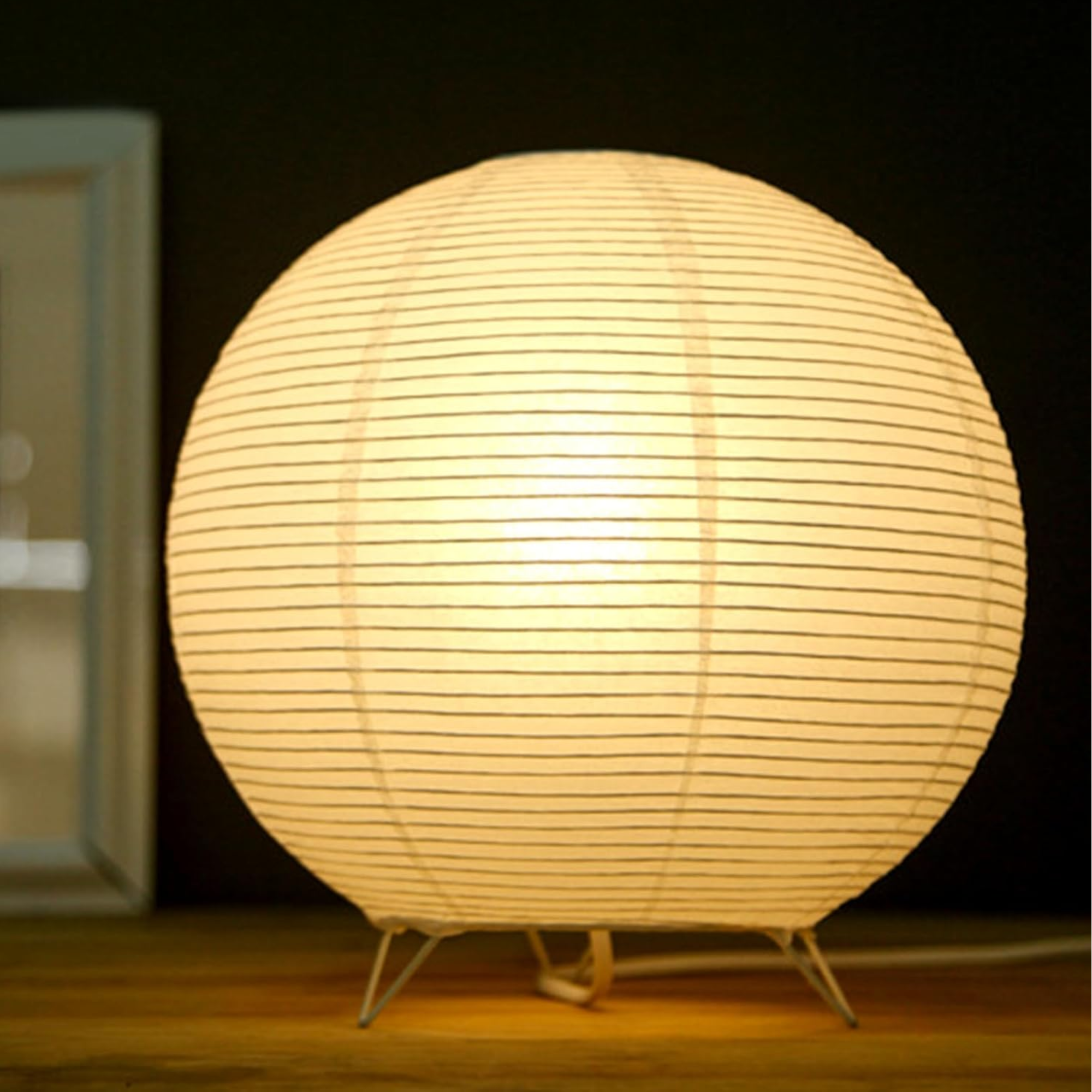 round rice paper desk lamp