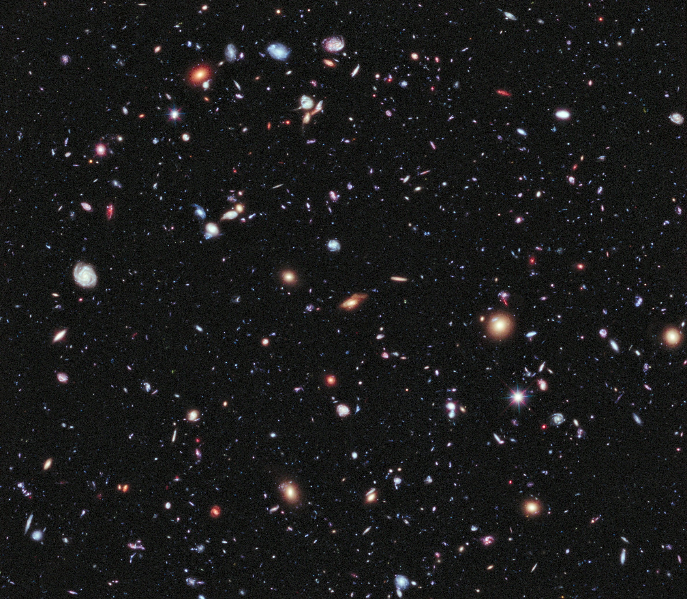 This Hubble extreme deep field image shows many galaxies outside the Milky Way. 