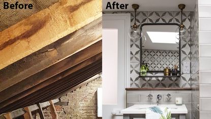 before after bathroom makeover