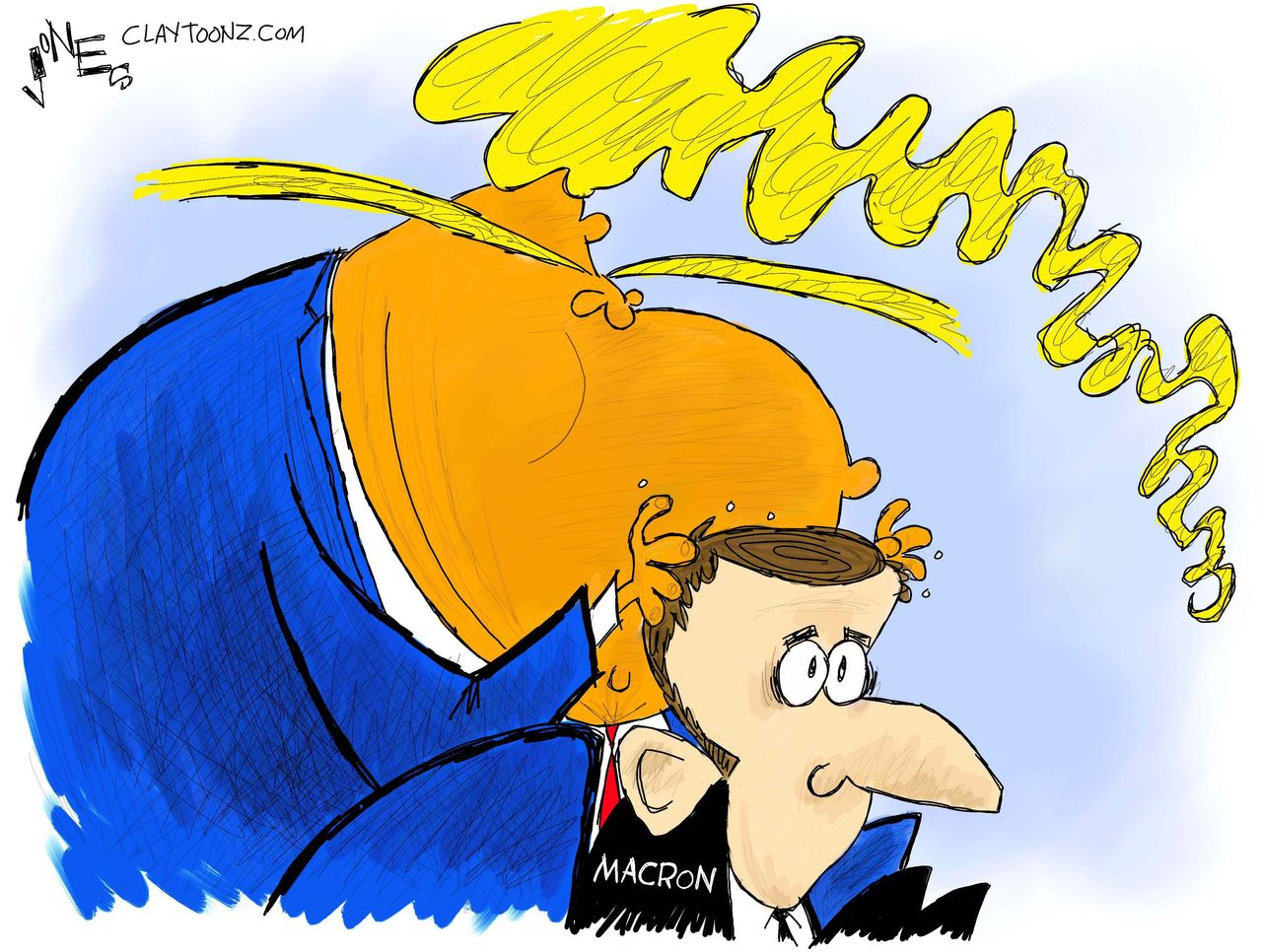 Political cartoon U.S. Trump Macron France diplomacy