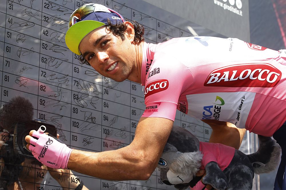 Michael Matthews (Orica-GreenEdge) had the pink leader's jersey at the start of stage 4 in Chiavari
