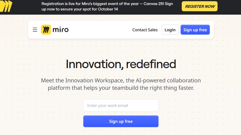 Miro website screenshot (September 2025).