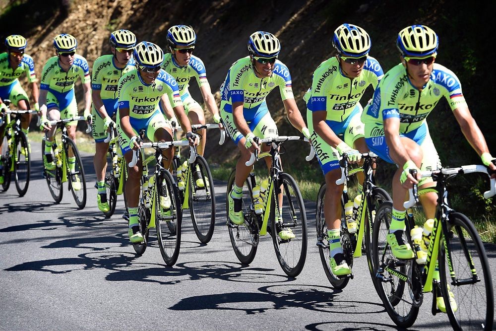 Tinkoff-Saxo lined up during stage 5.