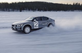 polestar 2 arctic circle racing in the snow