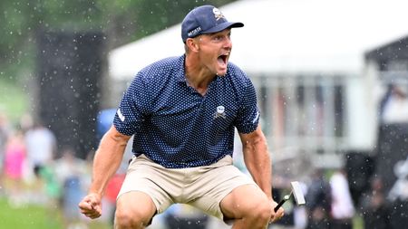 Bryson DeChambeau celebrates his record 58 at LIV Golf Greenbrier