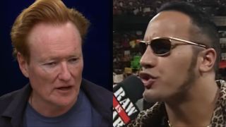 Conan O'Brien and The Rock side-by-side