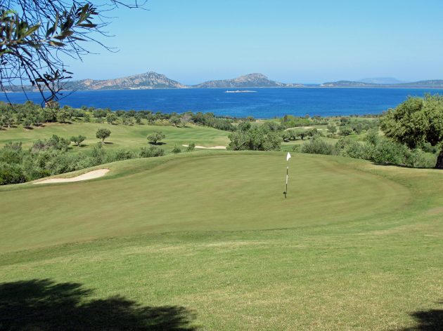 Looking over Gialova Bay from the ninth green
