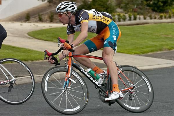 Country Club Criterium Championship leader Ben Grenda (Genesys Wealth Advisers) in action on the back of the course in Devonport.