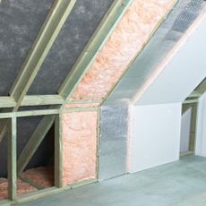 Attic roof with loft insulation
