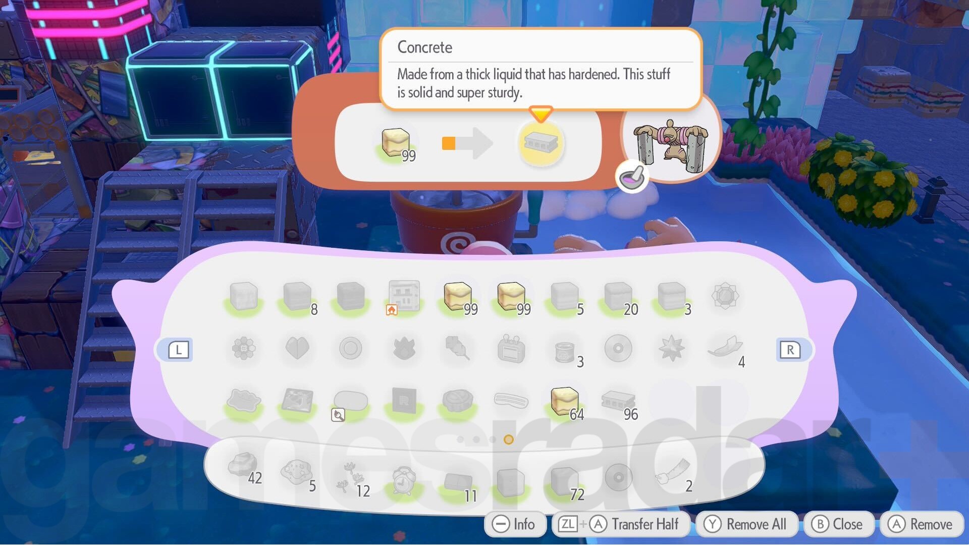 A Pokemon turns Limestone into concrete in Pokopia.