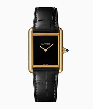 black minimalist watch by Cartier
