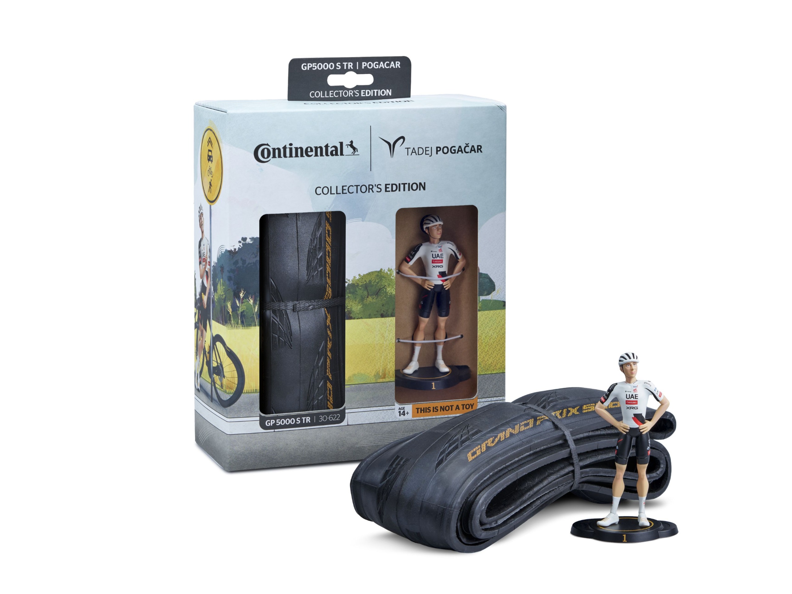 A limited edition Tadej Poga&amp;#269;ar Contiental tyre set with Poga&amp;#269;ar collectible