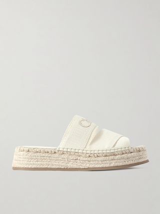 Mila Logo-Embroidered Canvas Espadrille Slides