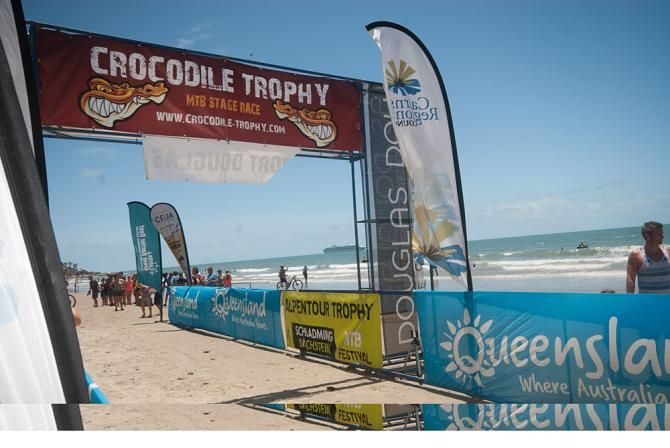 The breathtaking finish line at Four Mile Beach in Port Douglas, for the first time welcoming Crocodile Trophy finishers from over 20 nations