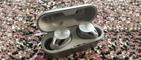 the technics eah-az60 wireless earbuds in their charging case