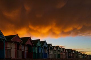 Overhead Mammatus over Beach Huts at Herne Bay | © Jamie McBean | The Young Weather Photographer of the Year