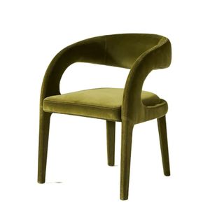 A green velvet dining chair