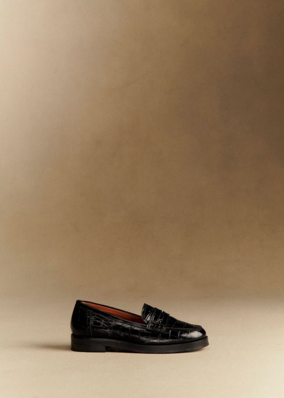 Andrea Loafers - Black Crocodile Print - Bovine Leather - Sézane