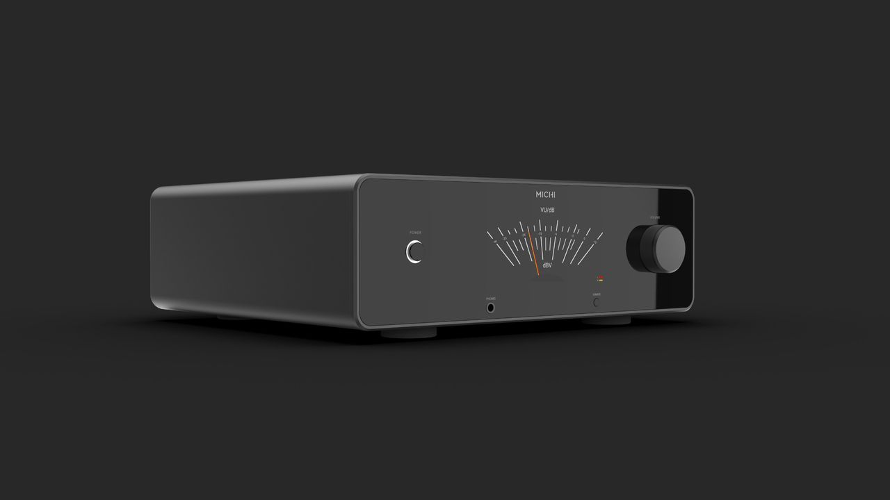 Rotel Michi Prestige P430 preamplifier on a black background