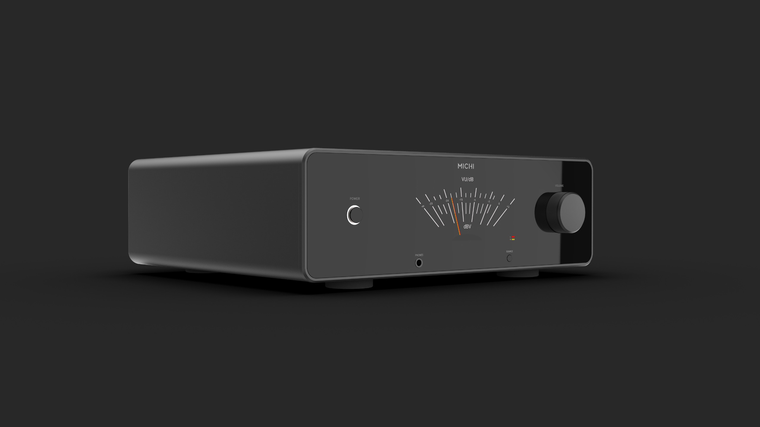 Rotel Michi Prestige P430 preamplifier on a black background