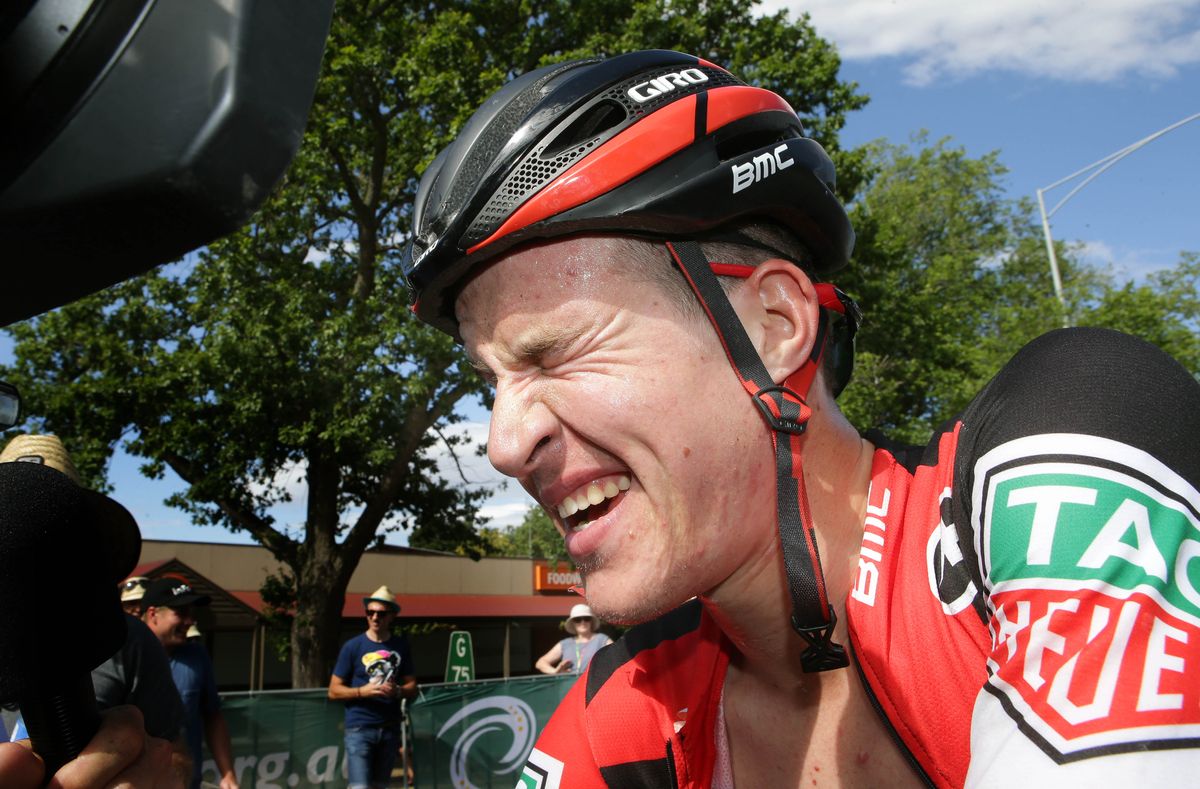 Miles Scotson after crossing the line