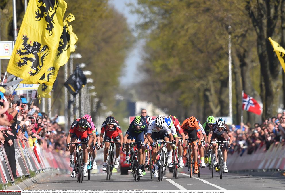 The sprint for the line at the end of Amstel Gold Race
