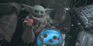 the mandalorian baby yoda almost eating frog lady egg