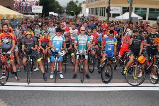 A The men's field lines up for the premiere of the Reading 120 in downtown Reading, PA.