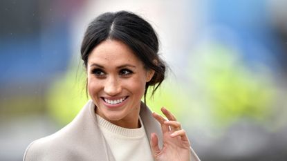BELFAST, UNITED KINGDOM - MARCH 23: Meghan Markle is seen ahead of her visit with Prince Harry to the iconic Titanic Belfast during their trip to Northern Ireland on March 23, 2018 in Belfast, Northern Ireland, United Kingdom. 