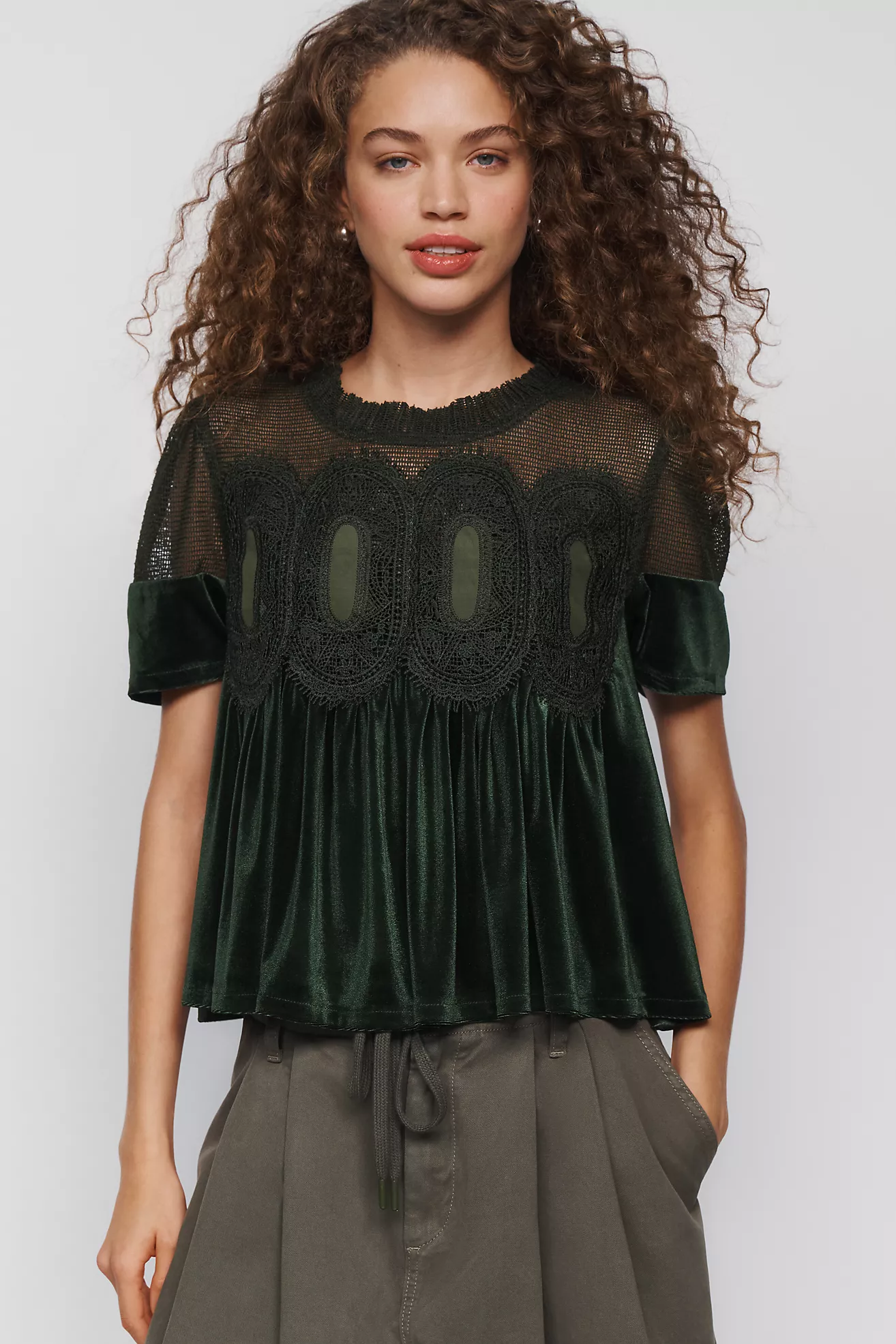 En Elly Velvet Scallop Top