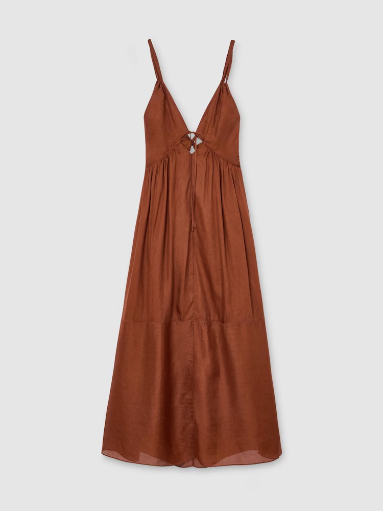 Reiss, Alexia Double-Tie Plunge Maxi Dress
