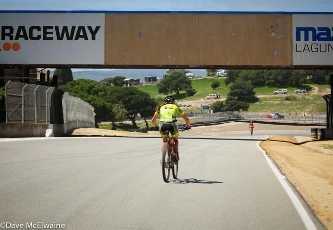 Riders returned to the start/finish on the track