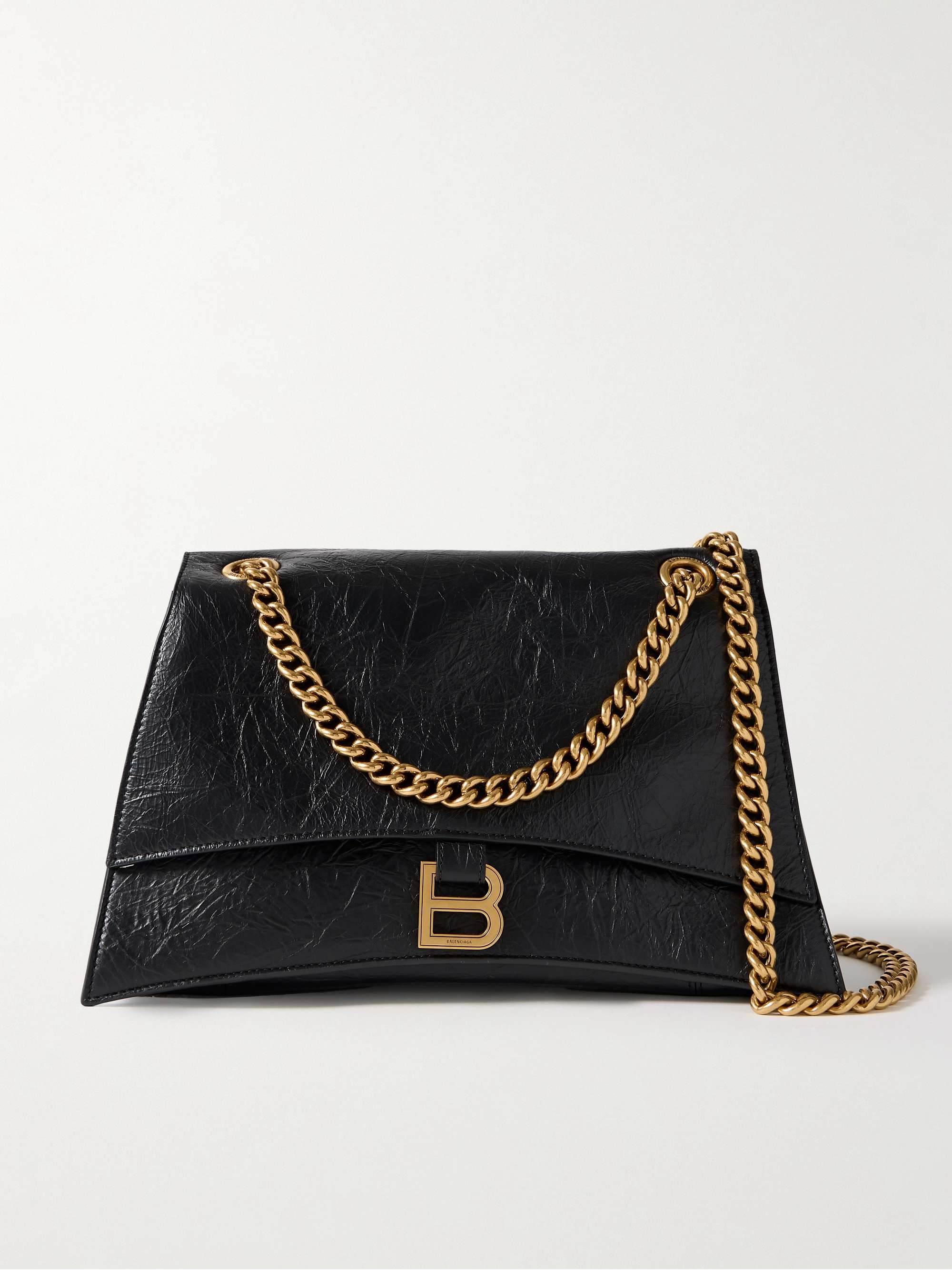 Hourglass Crinkled-Leather Shoulder Bag