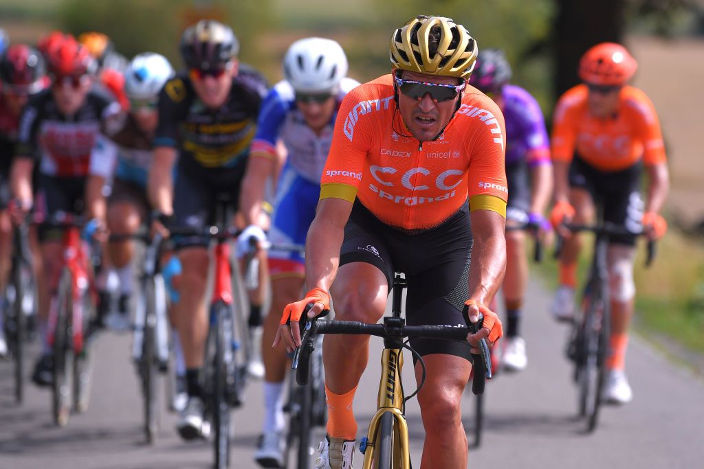 EREZEE BELGIUM AUGUST 19 Greg Van Avermaet of Belgium and CCC Team during the 41st Tour de Wallonie 2020 Stage 4 a 1994km stage from Blegny to Ereze 334m TourdeWallonie TRW2020 on August 19 2020 in Erezee Belgium Photo by Luc ClaessenGetty Images