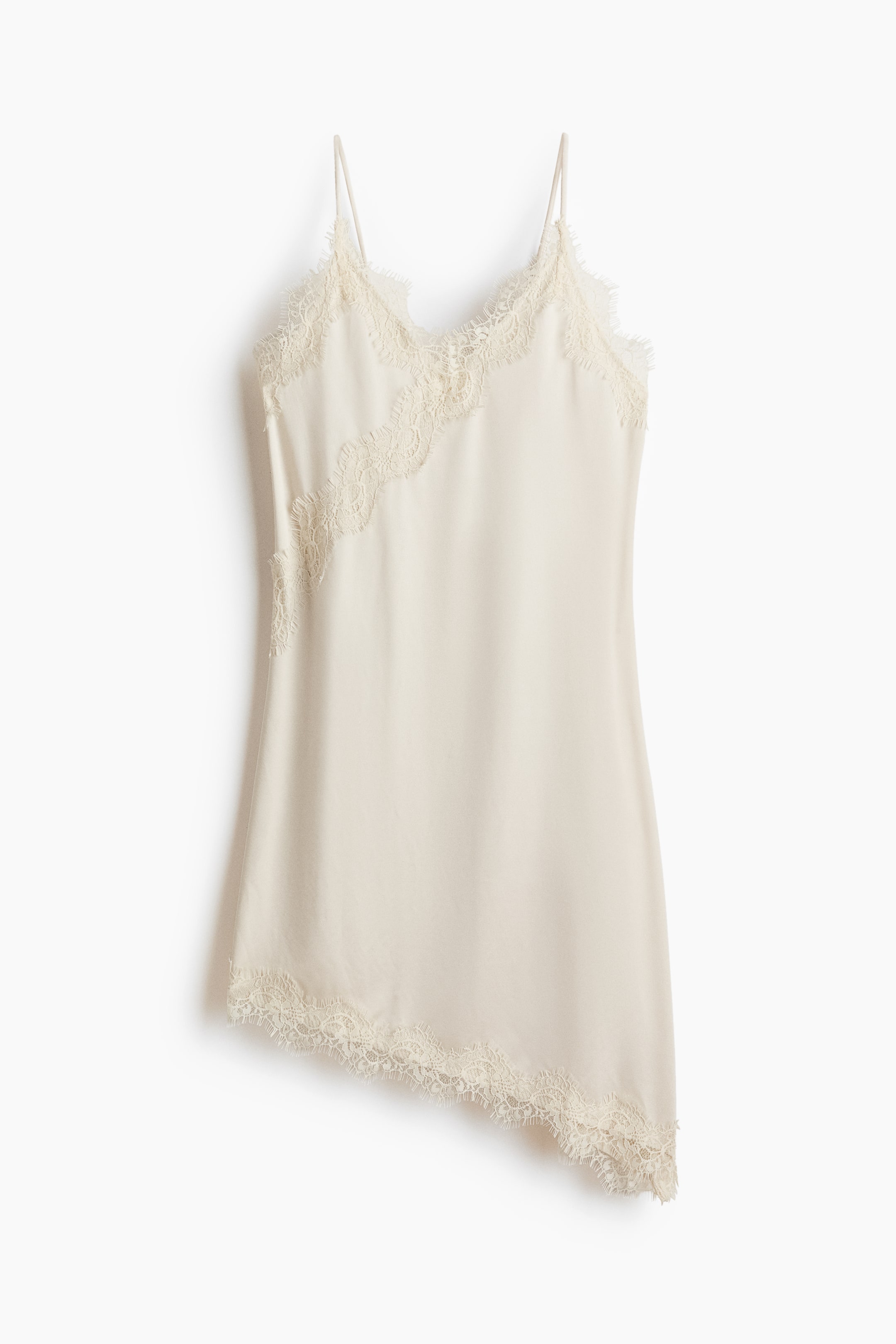 Lace-Trimmed Jersey Slip Dress - Black