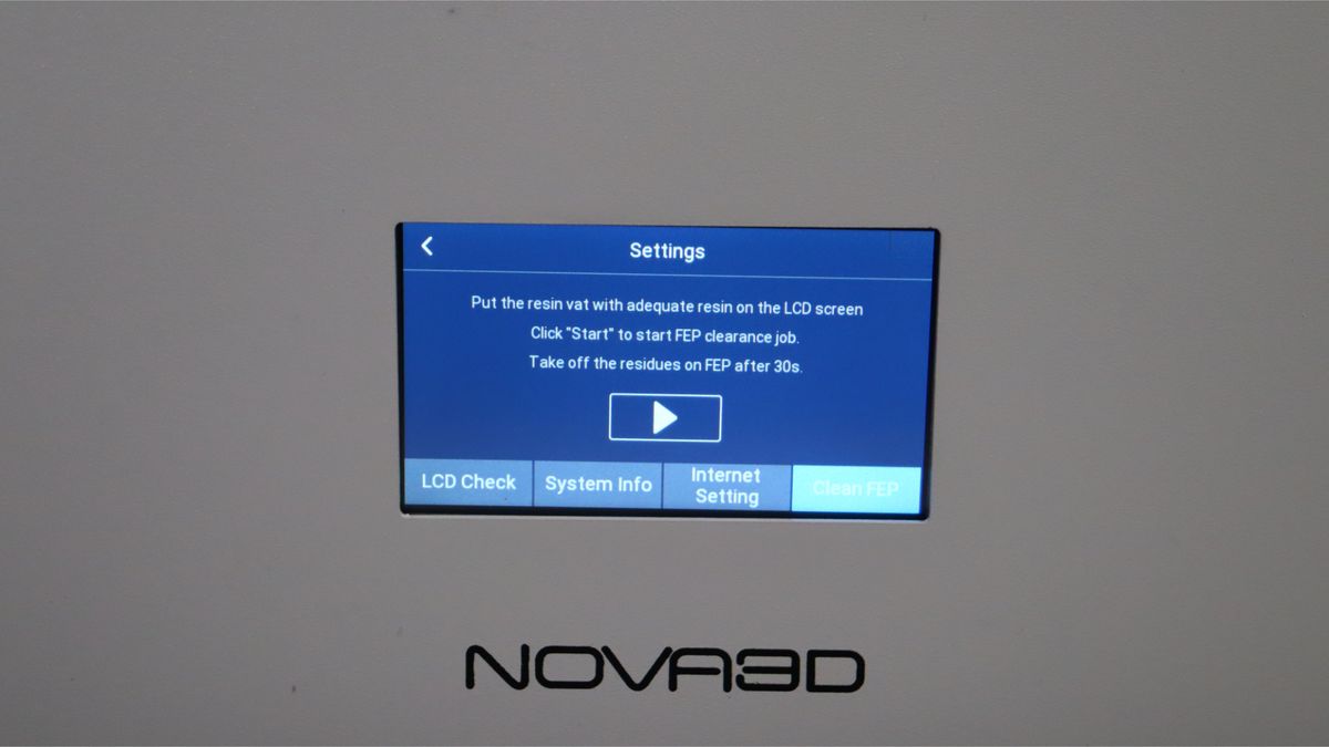 Nova3D Whale3 SE 3D printer-menu screen