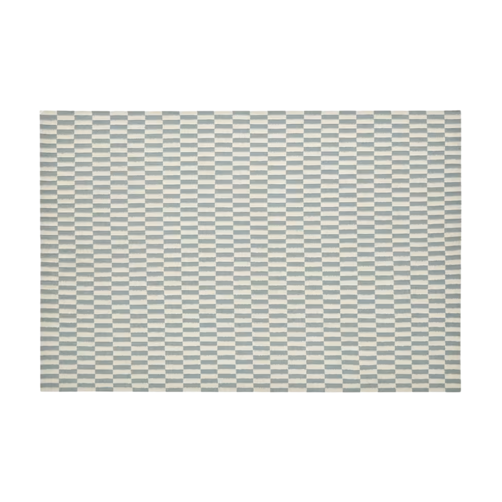 Blue and white wool rug
