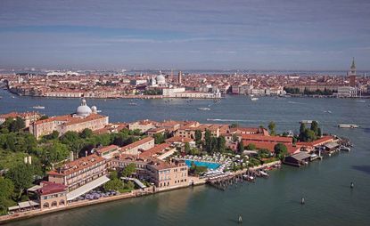 Aerial view of Giudecca island in Venice